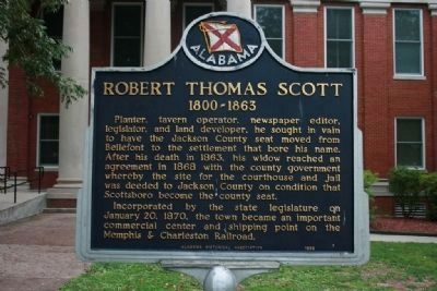 Robert Thomas Scott Historical Marker in Downtown Scottsboro, Alabama