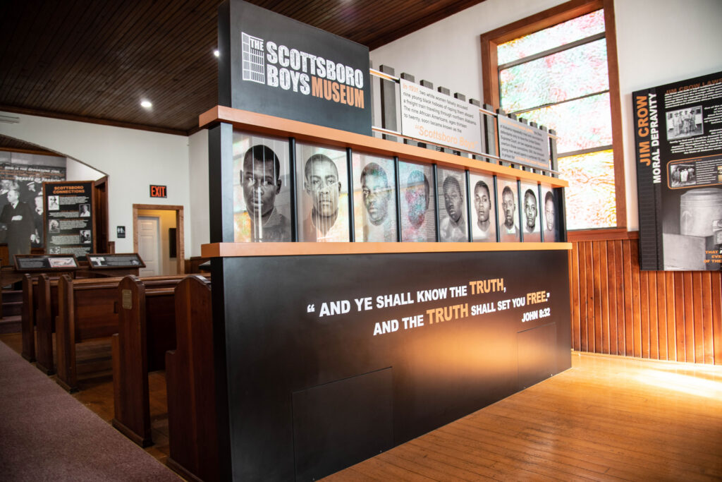 Exterior of the Scottsboro Boys Museum & Cultural Center in Downtown Scottsboro, Alabama