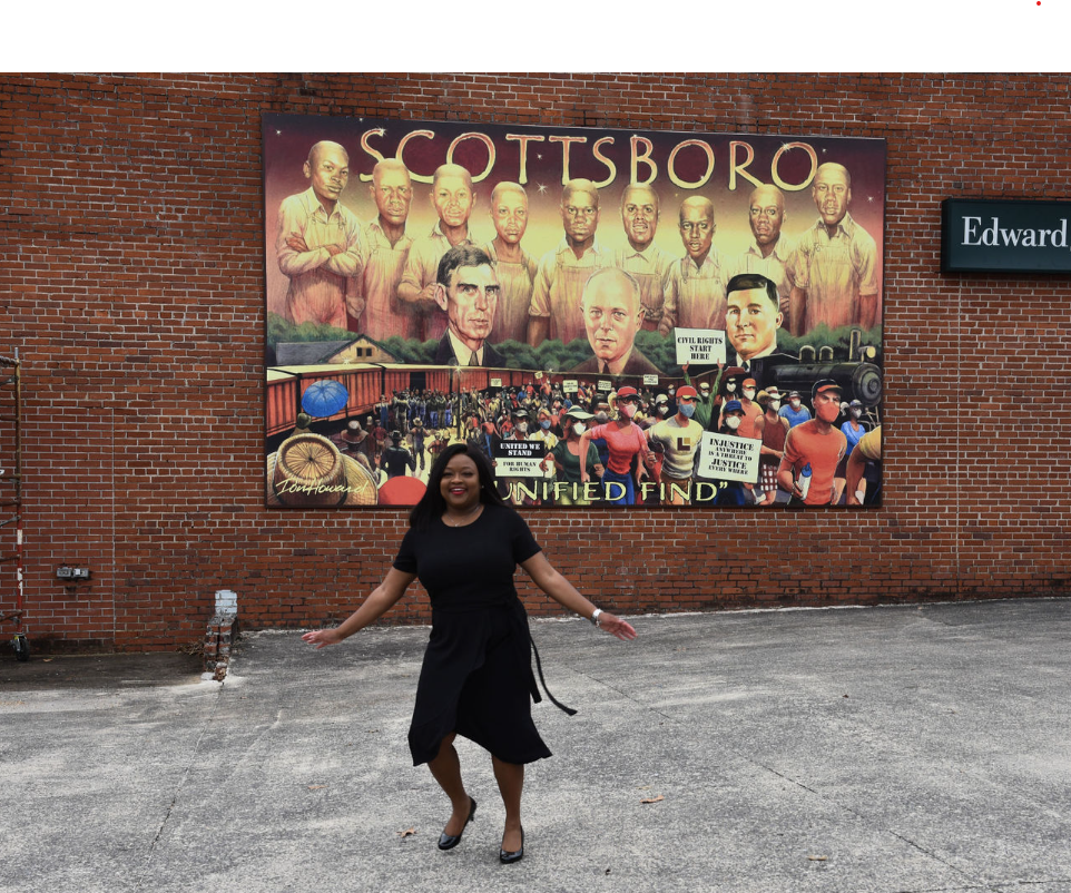 Colorful public mural located in Downtown Scottsboro, Alabama