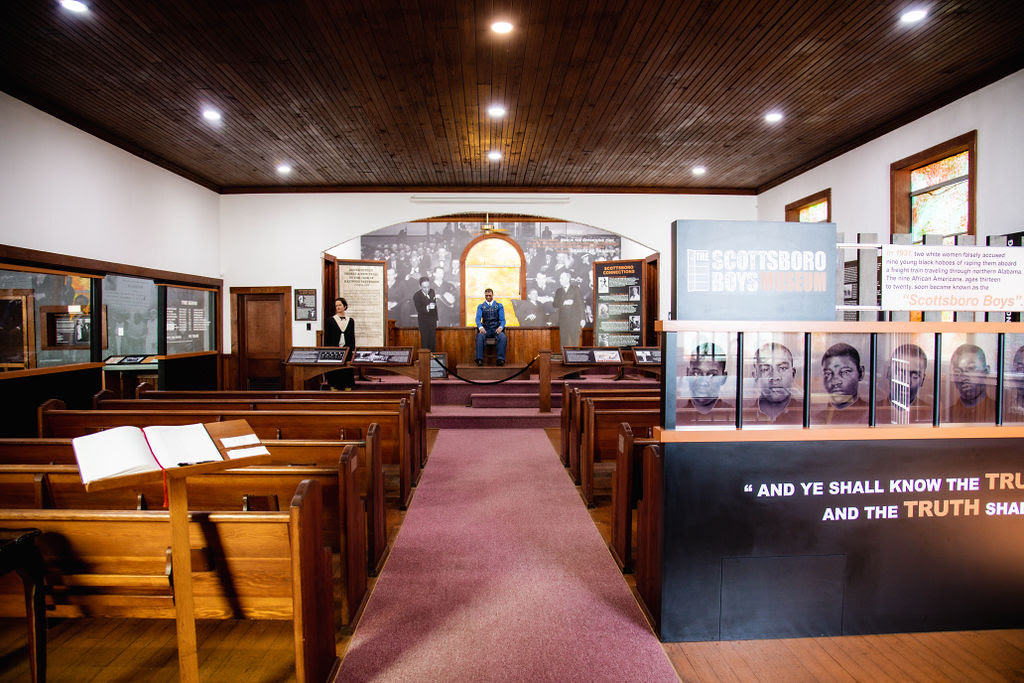 Exterior of the Scottsboro Boys Museum & Cultural Center in Downtown Scottsboro, Alabama