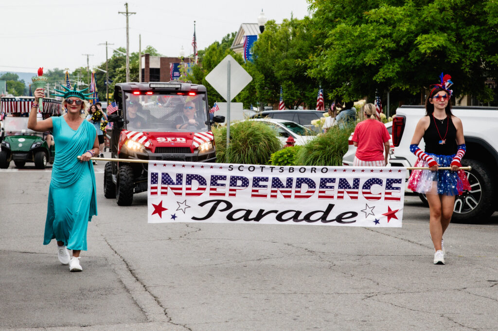 Downtown Scottsboro community celebrating Independence Day on July 4, 2026