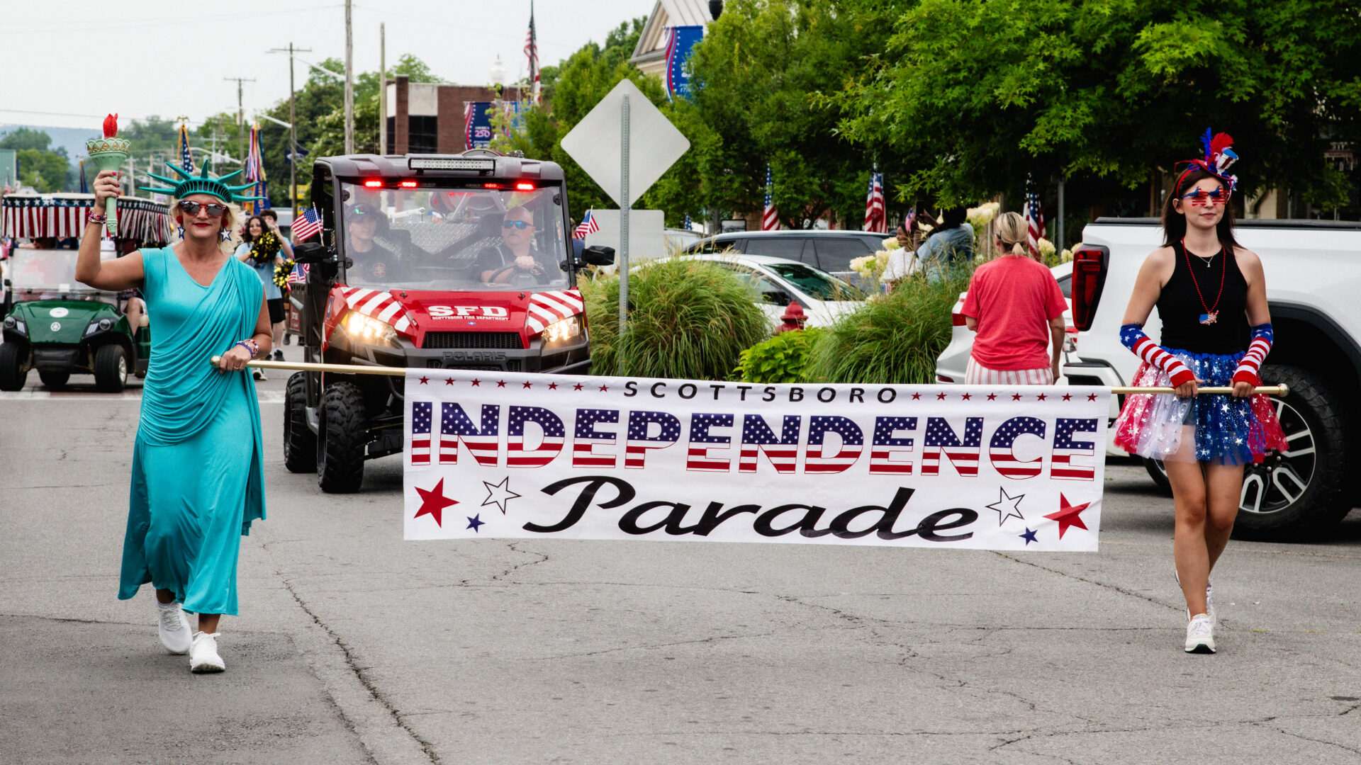 Downtown Scottsboro community celebrating Independence Day on July 4, 2026